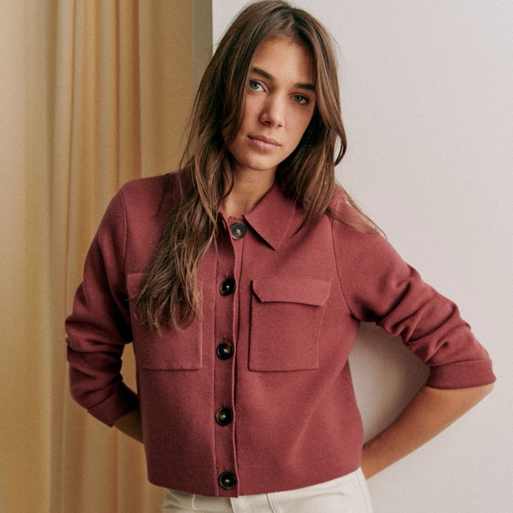 Sezane Betty Cardigan Rosewood Size L